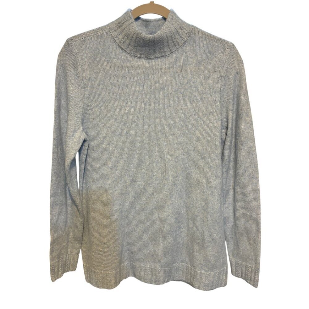 Talbots Wool Blend Mock Neck Light Blue Sweater